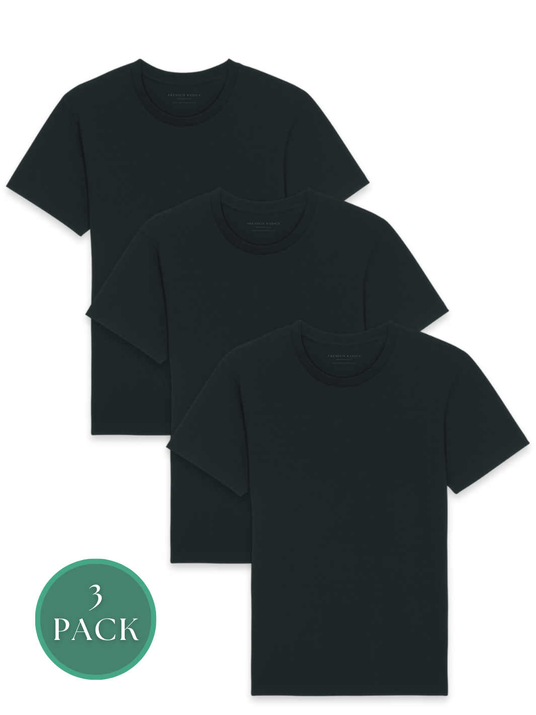 3er-Pack – Damen Basic T-Shirt Essential | Schwarz