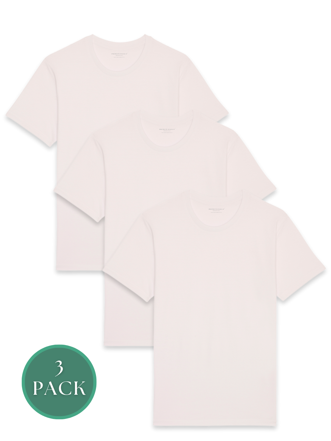 3 paketi - Moška osnovna majica s kratkimi rokavi Essential | kremasto bela