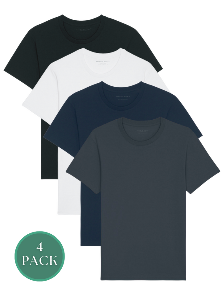 4er-Pack Essential-Basic-T-Shirts für Damen
