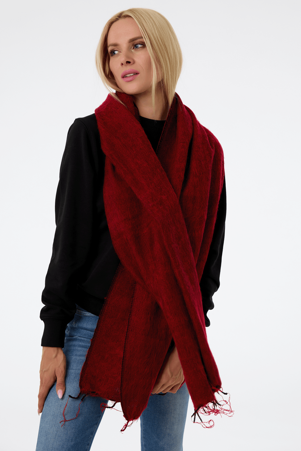 Ručně tkaná maxi šála z jačí vlny - Premium Basics