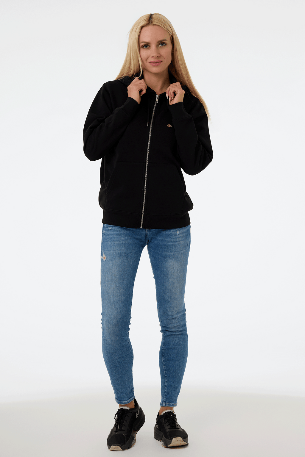 Dámská mikina na zip s kapucí z bio bavlny | Move - Premium Basics