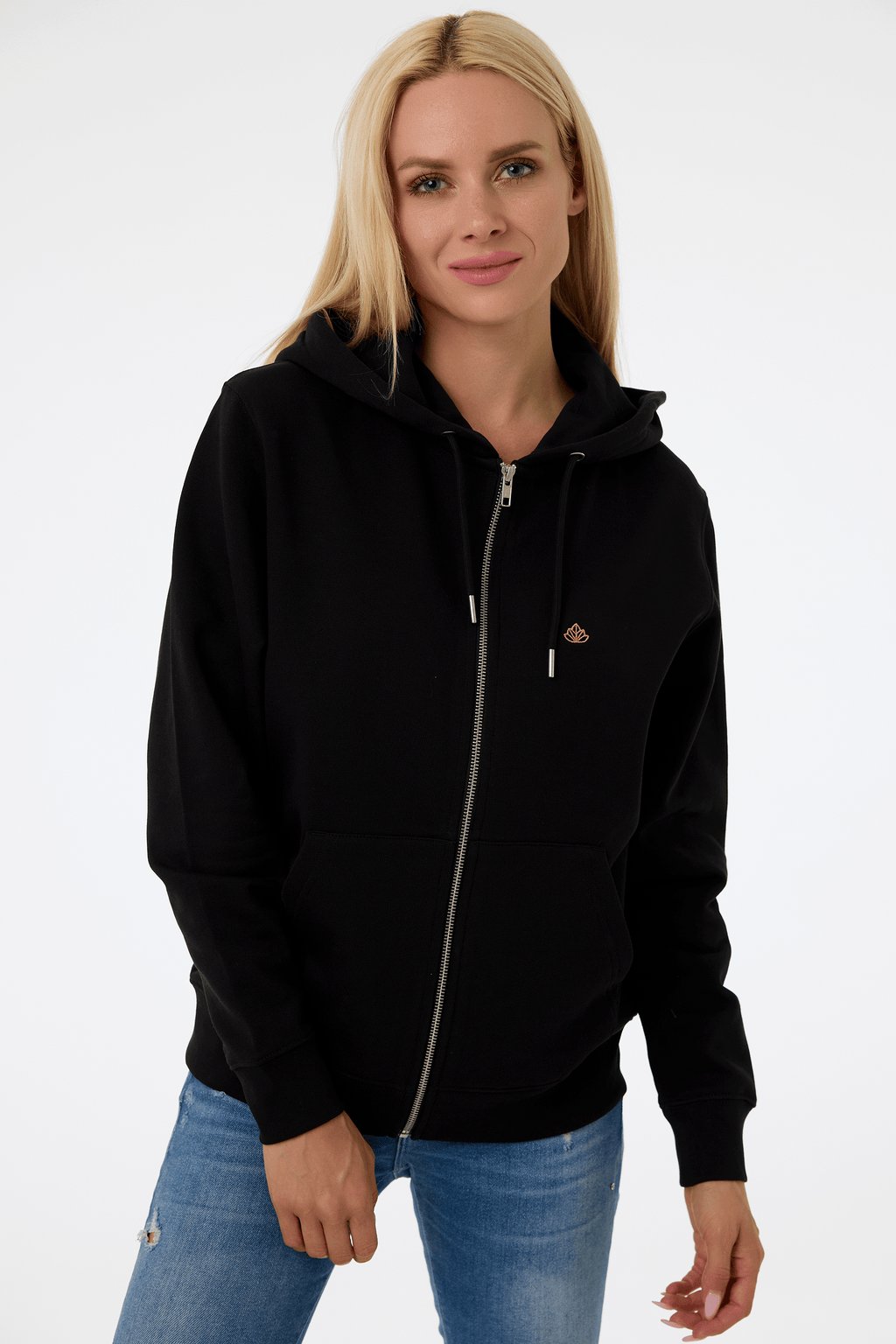 Dámská mikina na zip s kapucí z bio bavlny | Move - Premium Basics