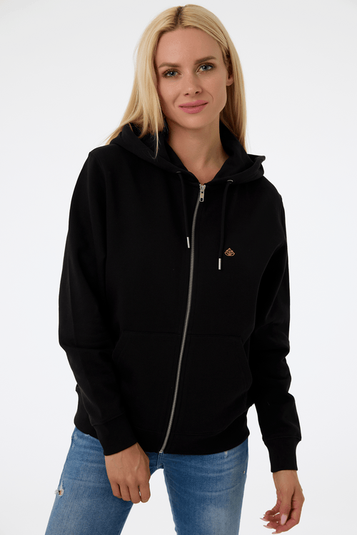 Dámská mikina na zip s kapucí z bio bavlny | Move - Premium Basics