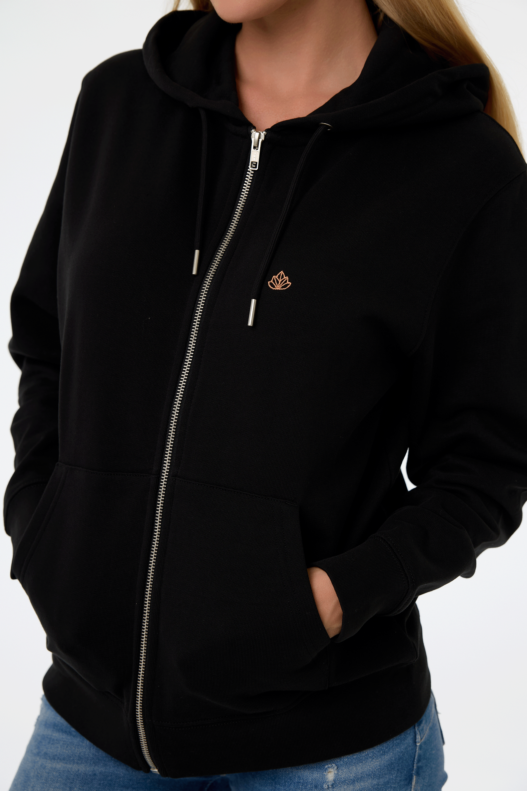 Dámská mikina na zip s kapucí z bio bavlny | Move - Premium Basics