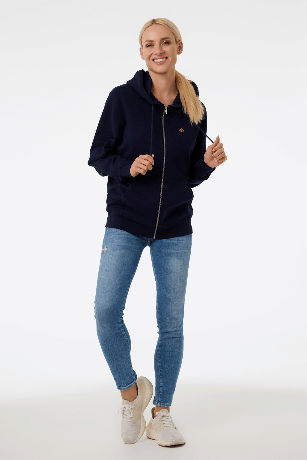 Dámská mikina na zip s kapucí z bio bavlny | Move - Premium Basics