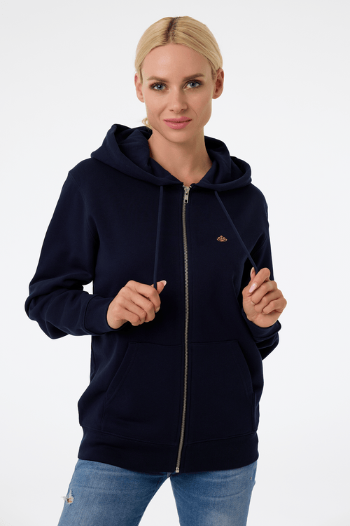 Dámská mikina na zip s kapucí z bio bavlny | Move - Premium Basics
