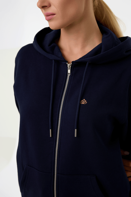 Dámská mikina na zip s kapucí z bio bavlny | Move - Premium Basics