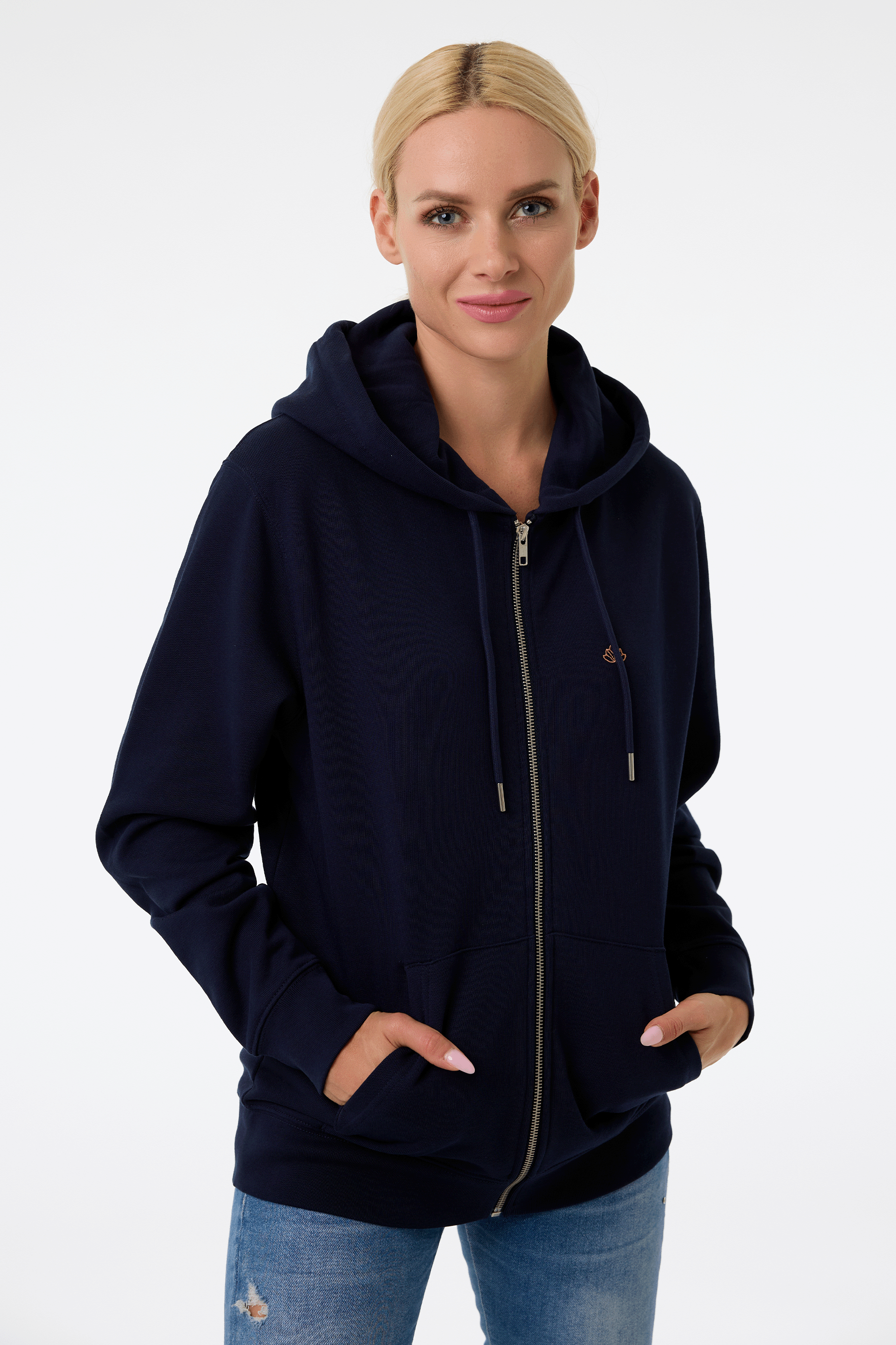 Dámská mikina na zip s kapucí z bio bavlny | Move - Premium Basics