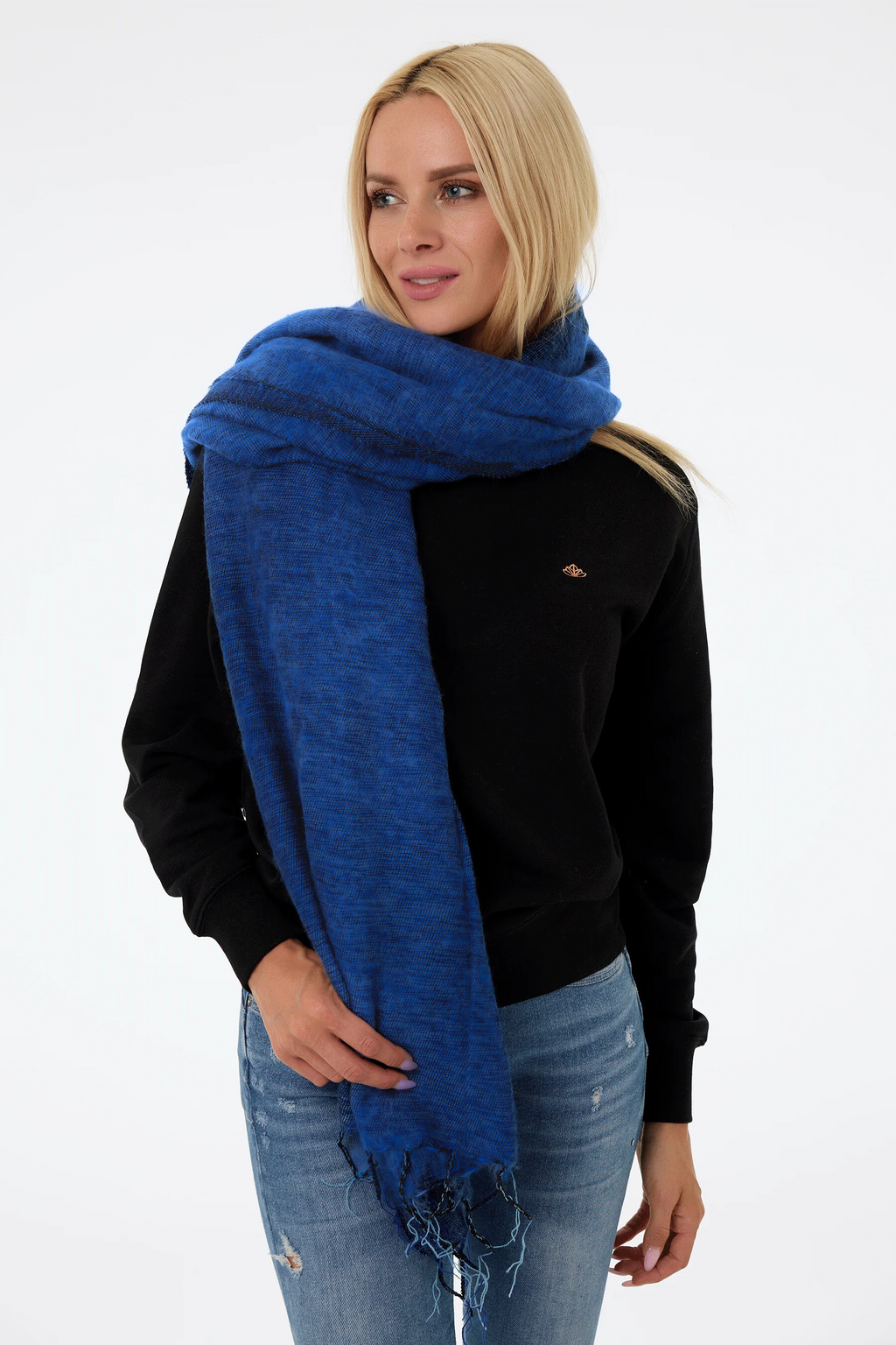 Ručně tkaná maxi šála z jačí vlny