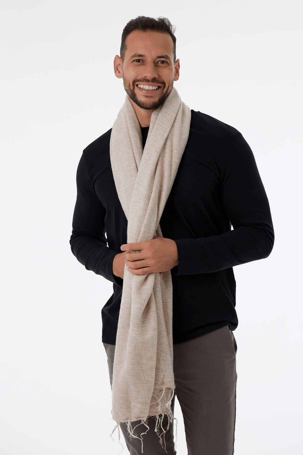 Ručně tkaná maxi šála z jačí vlny - Premium Basics