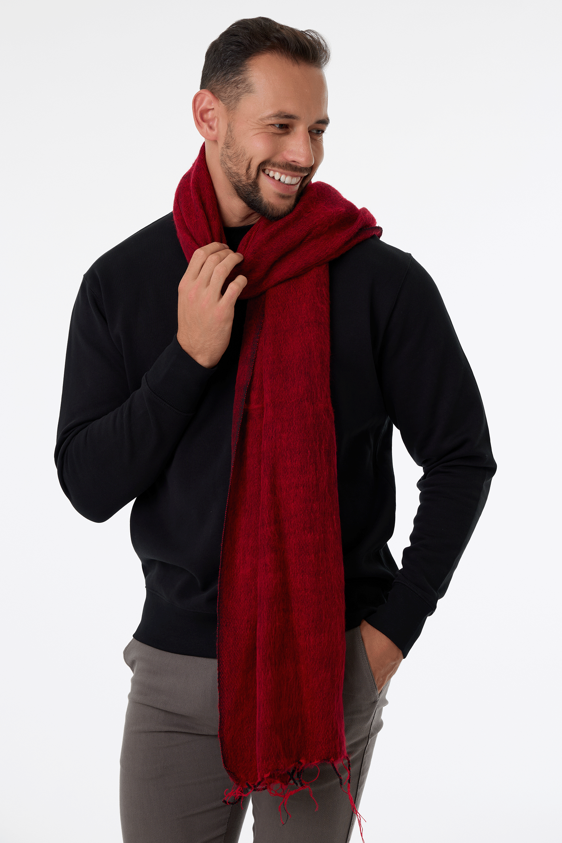 Ručně tkaná maxi šála z jačí vlny - Premium Basics