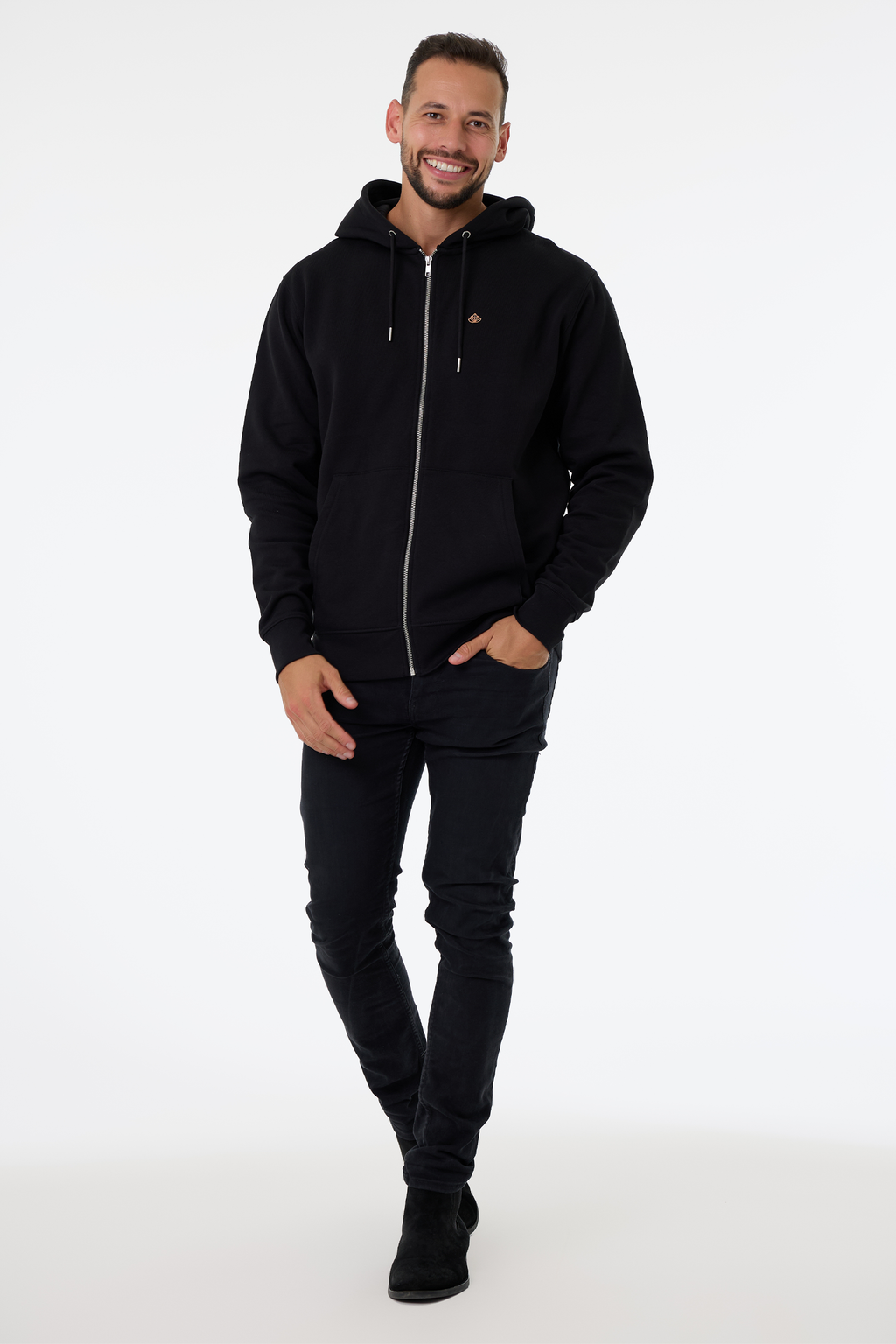 Pánská mikina na zip s kapucí z bio bavlny | Move - Premium Basics