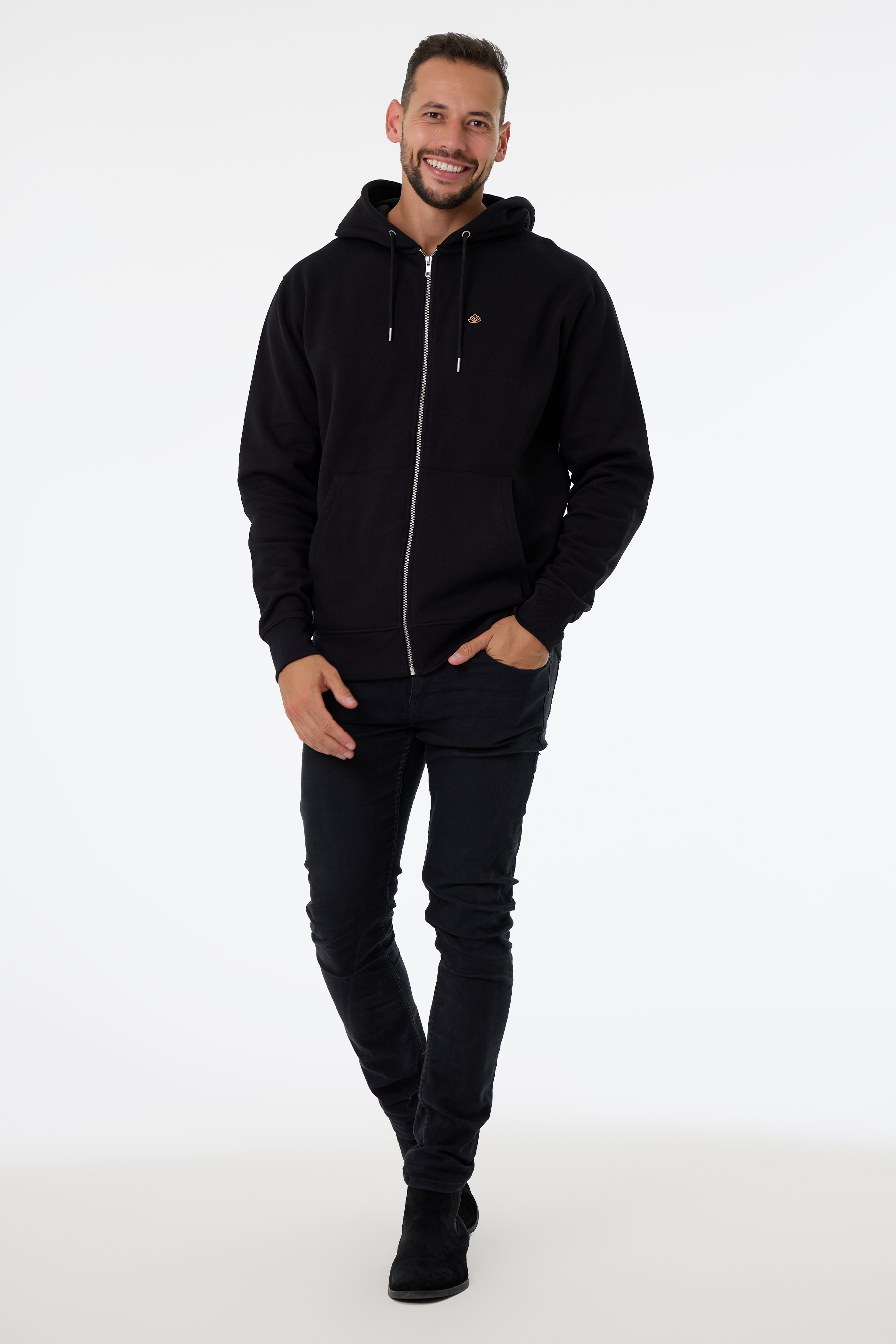 Pánská mikina na zip s kapucí z bio bavlny | Move - Premium Basics