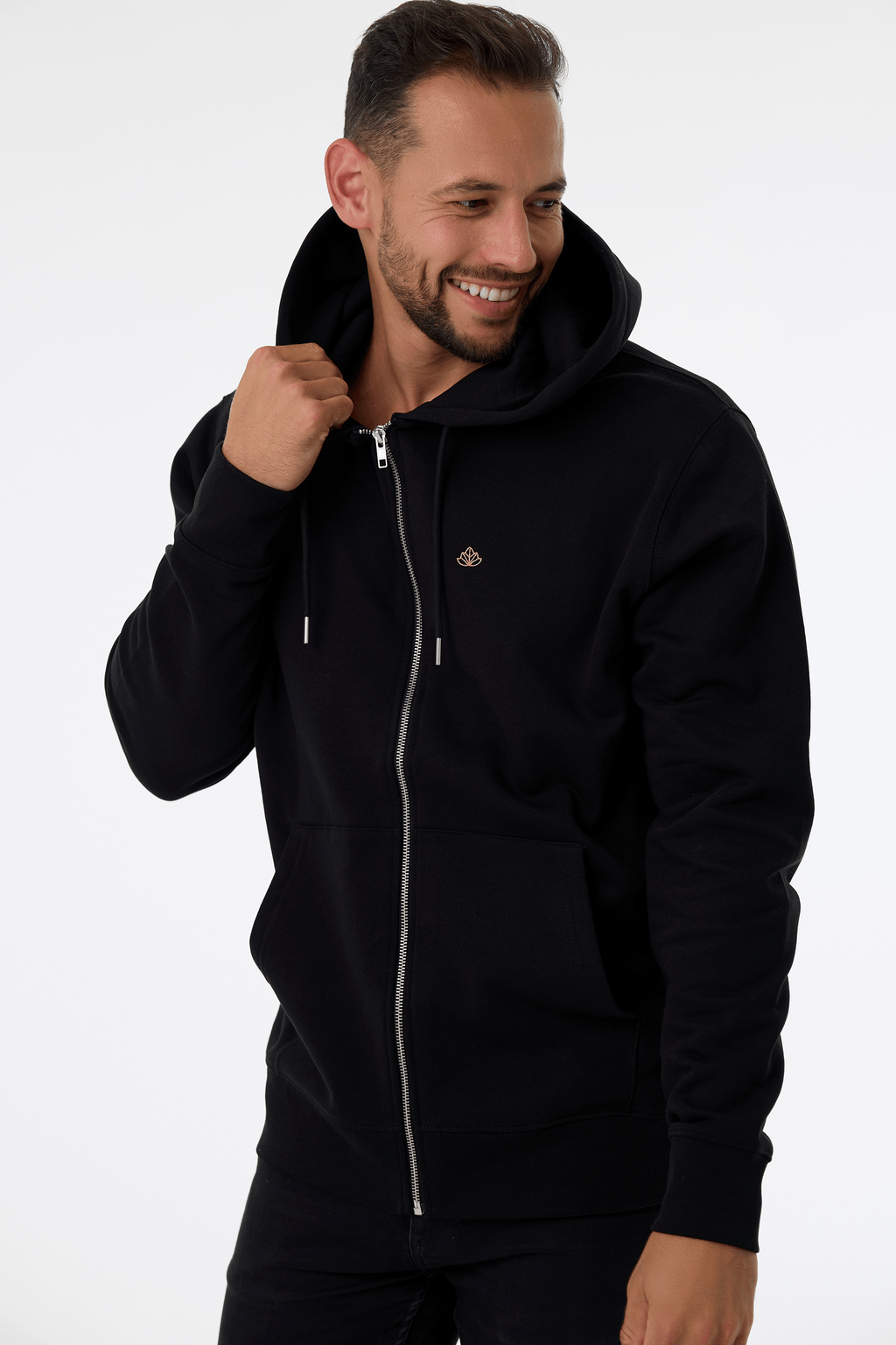 Pánská mikina na zip s kapucí z bio bavlny | Move - Premium Basics