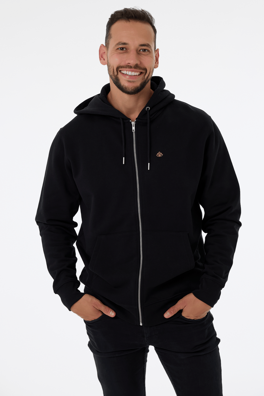 Pánská mikina na zip s kapucí z bio bavlny | Move - Premium Basics