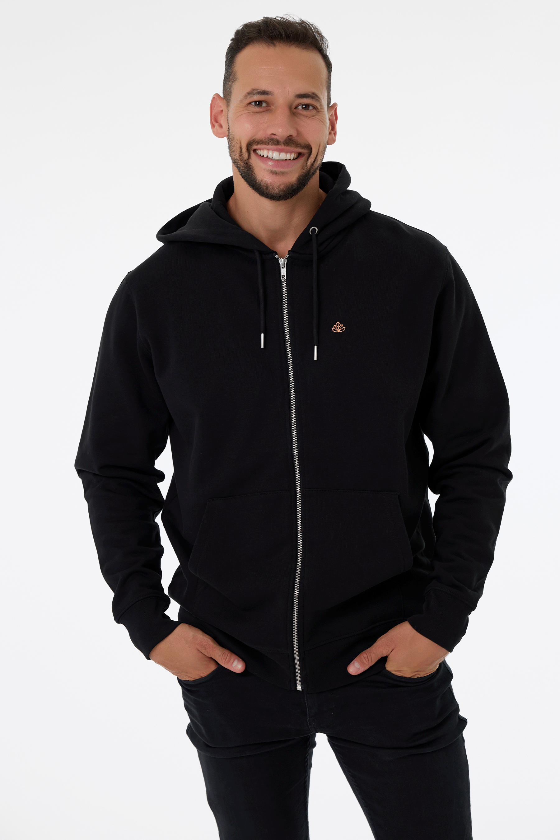 Pánská mikina na zip s kapucí z bio bavlny | Move - Premium Basics