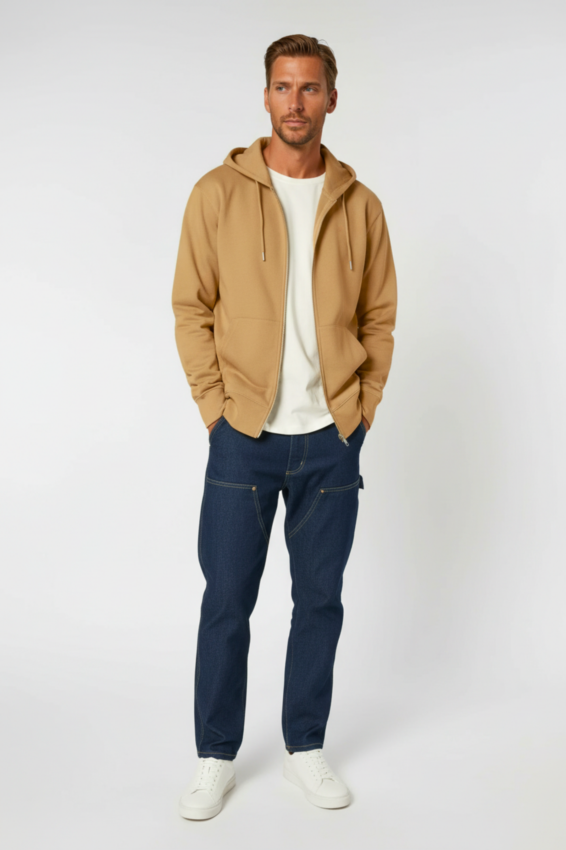 Pánská mikina na zip s kapucí z bio bavlny | Move