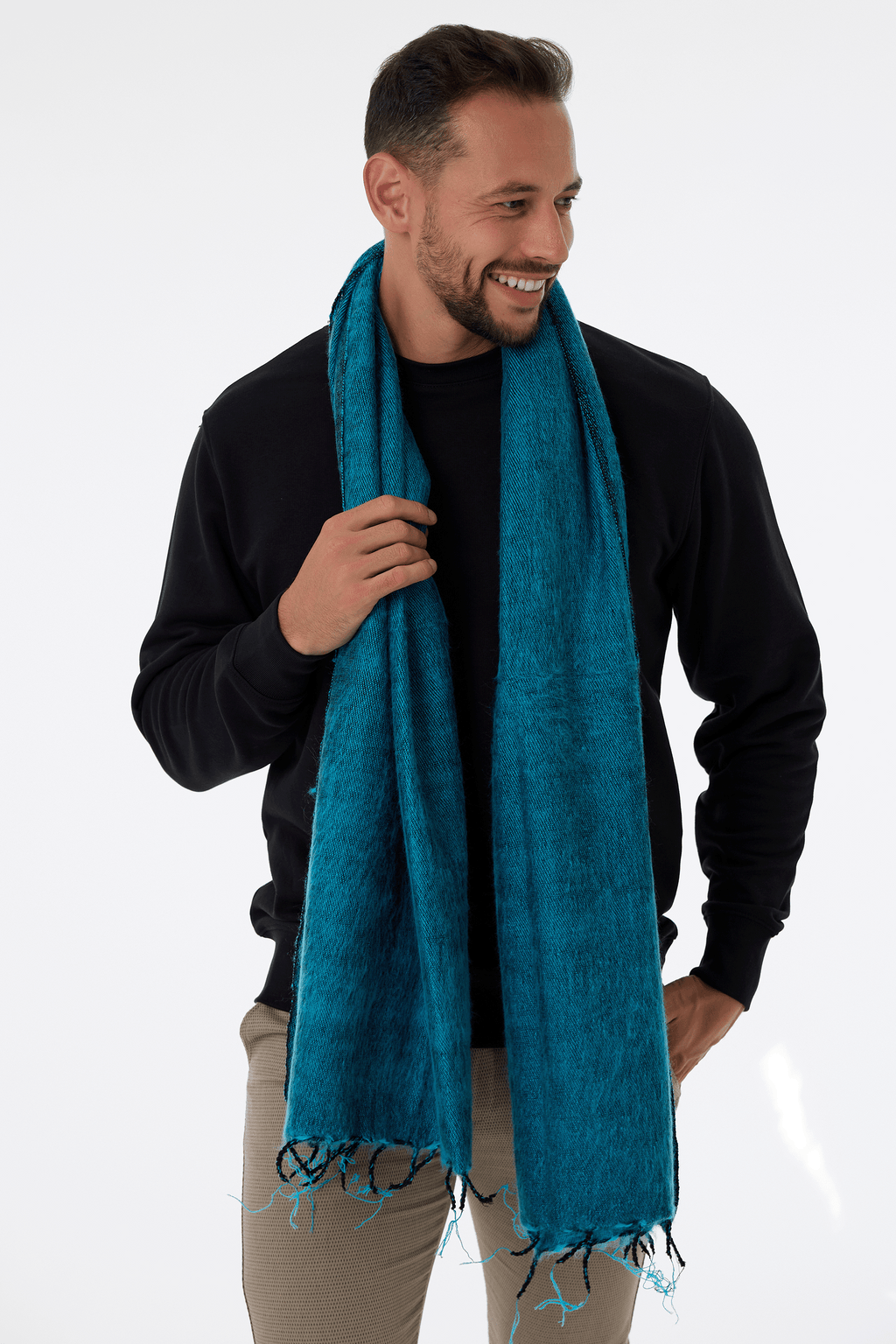 Ručně tkaná maxi šála z jačí vlny - Premium Basics