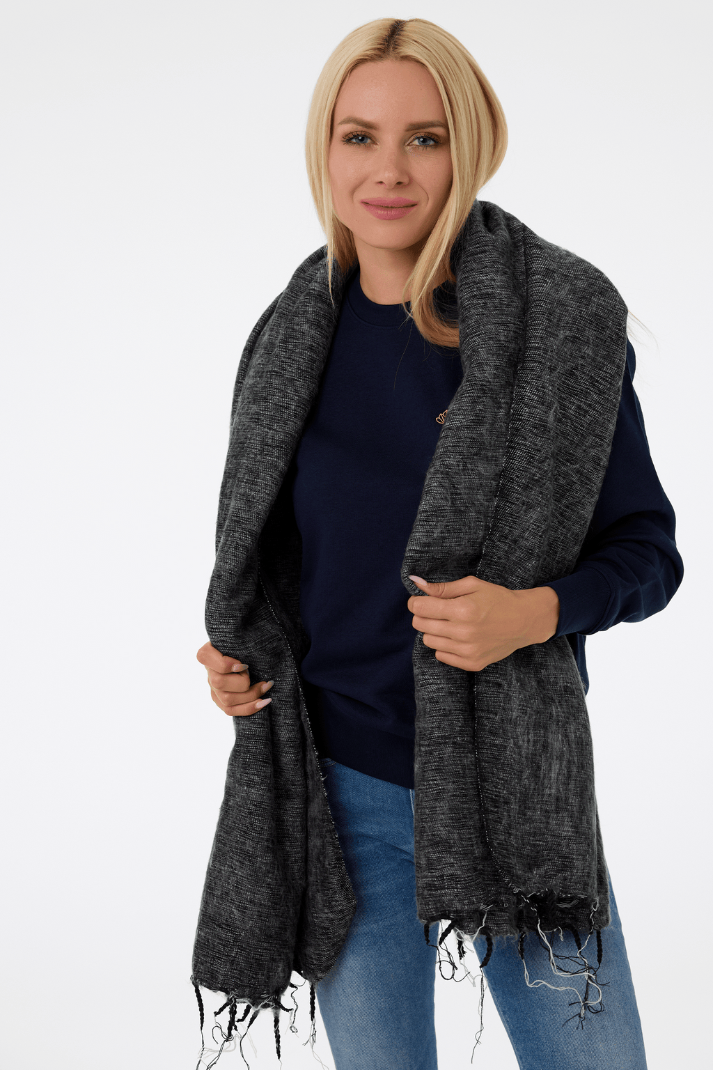 Ručně tkaná maxi šála z jačí vlny