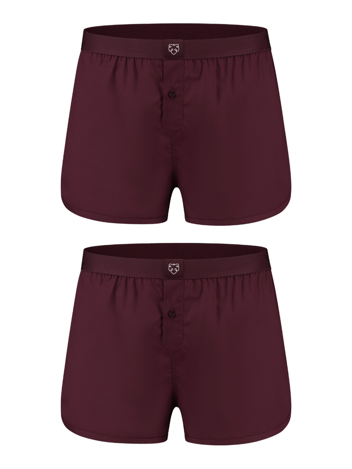 2er-Pack – Herren-Shorts aus Bio-Baumwolle A-dam | Burgund