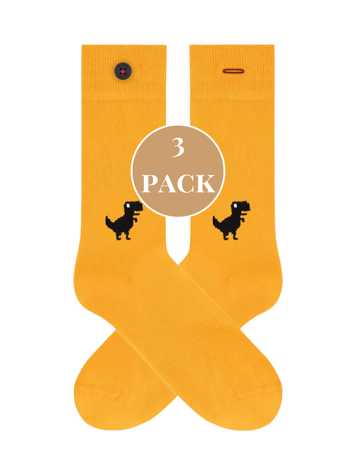 3-PACK - Bio bavlněné ponožky A-dam s knoflíkem | Hořčicové