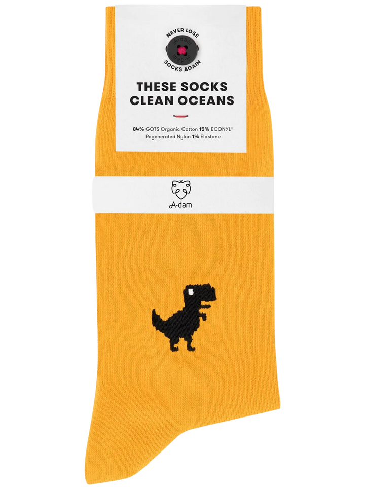 3ER-PACK – A-Dams-Socken aus Bio-Baumwolle mit Knopf | Senf
